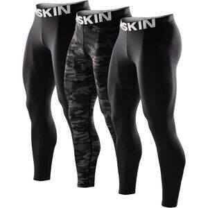 Men’s Black Camouflage Compression Baselayer Athletic Workout Pant Tight Legging